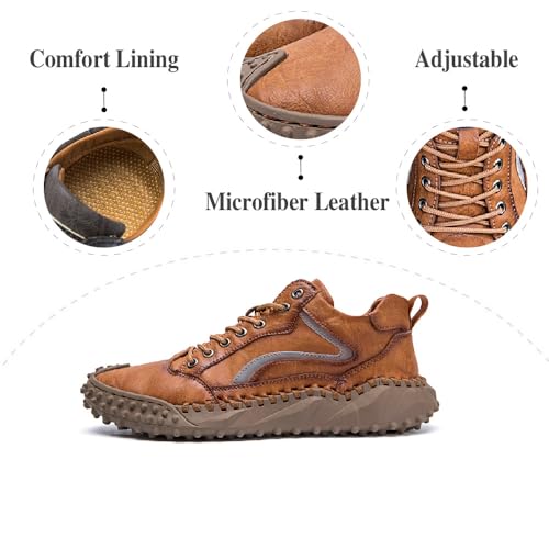 Mens Casual Shoes Comfortable Walking Hiking Shoes Leather Oxfords Fashion Sneakers Non-Slip Driving Shoes2