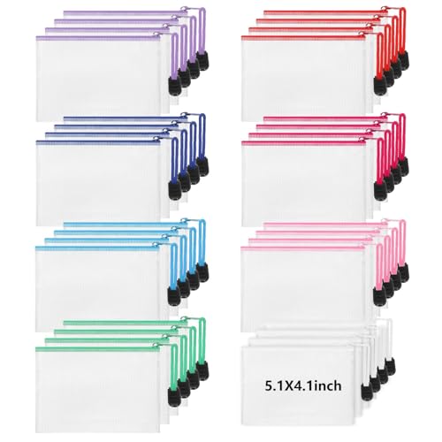 Jetec 32 Pcs Mesh Zipper Bags Toy Storage Bikini Organizer Bag Bolsas Para Guardar Trajes De Bano Waterproof Zipper Reusable Pouch Puzzle Multipurpose for Storage Office(Classic Color 5.1 x 4.1 Inch)