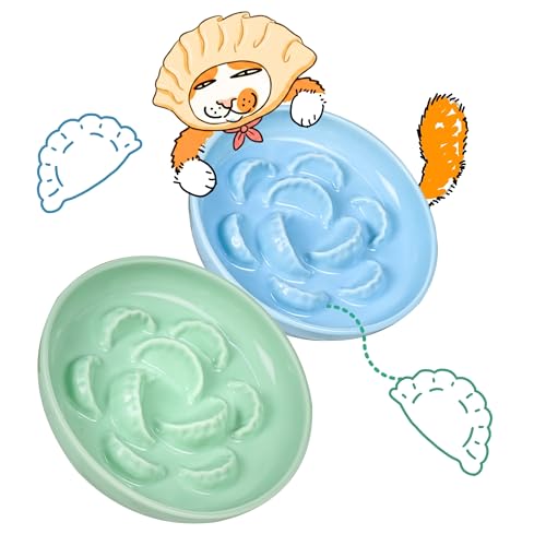 Bol chat céramique anti-vomissements 16cm bleu vert