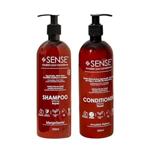 SENSE AWAKEN YOUR CONSCIENCE Repair Hair Care System: Shampoo & Conditioner - For Hydration, Strength & Protection - Salt-Free, Paraben-Free Formula (Kit Shampoo & Conditioner)