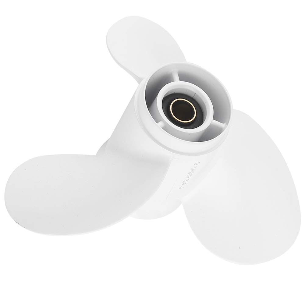 Elica a 3 pale in lega di alluminio, elica per fuoribordo marino adatto per Yamaha 9,9-15 CV, 8 denti scanalati, elica per barca Motore fuoribordo Elica per motore Sostituzione dell'elica, leggera
