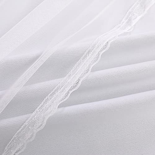 Image of Blackout Curtains 52W x 84L Set of 2 - Greyish White Double Layer Voile Sheer with Lace Hem for Bedroom Living Room