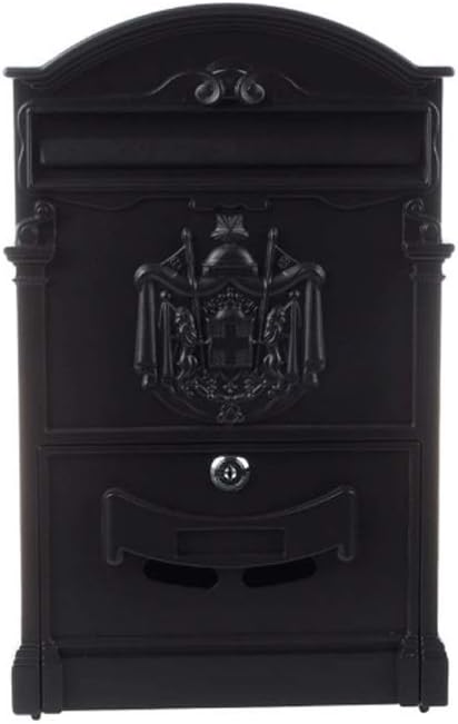 HBJWOV Heavy Aluminium Lockable Secure Mail Letter Post Box Mailbox Postbox Retro Vintage Metal Garden Ornament