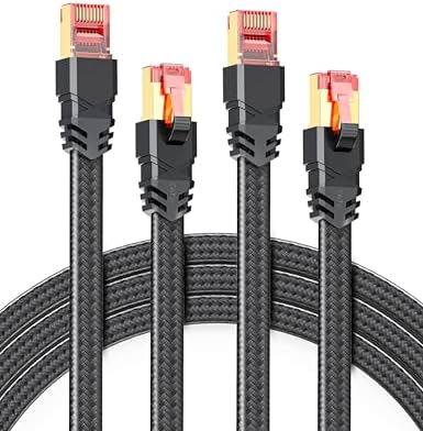 2 Stück CAT 8 Lan Kabel 2m,40Gbps Hochgeschwindigkeits mit RJ45 Stecker | Blitzschnelles 40Gbps 2000MHz，Flüssig und ohne Ruckeln，Flaches Design, Extrem Robust für PS5/4 Router Swit