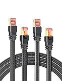 Tesmax 2 Stück Cat 8 LAN Kabel 2meter, 40Gbps Netzwerkkabel Hochgeschwindigkeits 2000MHz S/FTP Ethernet Kabel Gigabit POE RJ45 Nylon Geflochtener Vergoldeter Patchkabel für PS5 Switch Steam Deck