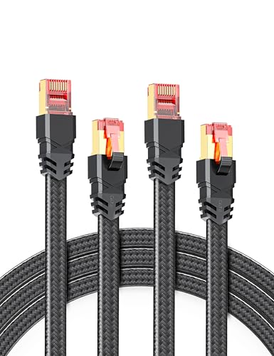 2 Stück CAT 8 Lan Kabel 2m,40Gbps Hochgeschwindigkeits mit RJ45 Stecker – Ansicht 1