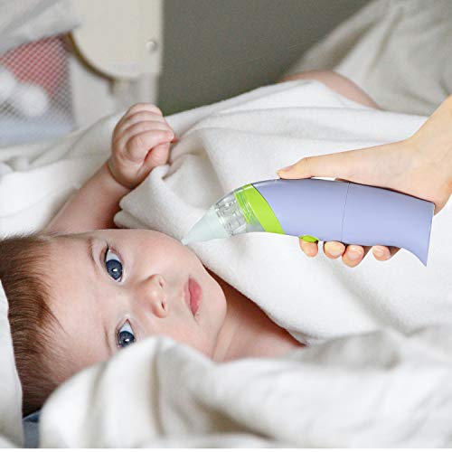 Amplim Battery Operated Baby Nasal Aspirator with Snot Sucker and 30 Hygiene Filters, AMP1906, Blue - Thumbnail 2