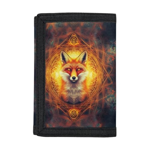 GLUDEAR Girl Boy Cool Wolf Wallet Trifold Kids Wallet Coin Pocket Card Holders Wallet Money Organizer,Moon Mandala Fox3