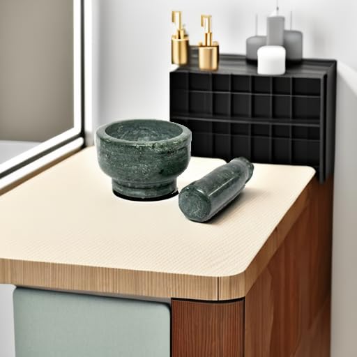 Miniatura 5 de Juego de mortero y mortero de piedra natural de 4 pulgadas de diámetro como molinillo de especias, triturador de medicina, Okhli y Musal