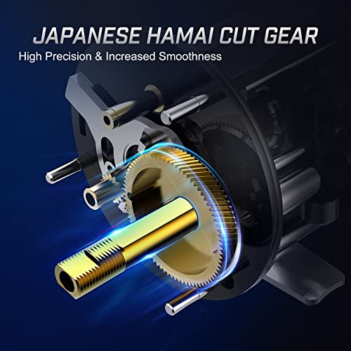 Image of Piscifun Chaos XS Baitcasting Fishing Reel, Reinforced Metal Body Round Baitcaster Reel, Smooth Powerful Saltwater Inshore Surf Trolling Reel, Conventional Reel for Catfish, Musky, Bass, Pike