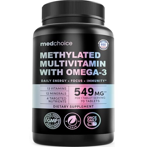Complete 29-in-1 Methylated Multivitamin for Men & Women with Omega-3 Once Daily 13 Vitamins 12 Minerals 4 Targeted Nutrients Active B12 5-MTHF Folate P5P B6 Vegan 70 Servings (1-Pack)