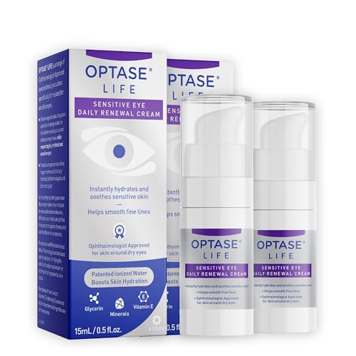 Optase Life Sensitive Eye Daily Renewal Cream – Instantly Hydrating and Soothing Eye Cream, with Ionized Water, Glycerin & Vitamin E – Suitable for Skin Care around Dry Eyes (2 Pack)