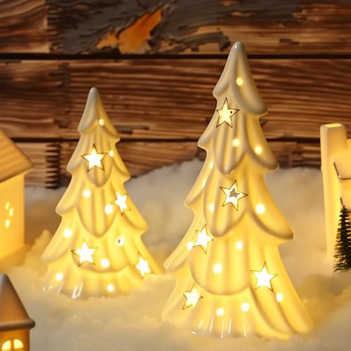 Johiux Weihnachtsdeko Innen,2 Stück LED Weihnachtsbaum Weiß |...