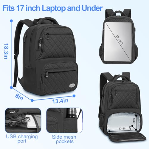 Image of ANILD Lunch Backpack, 17 Inch Laptop Backpack with Insulated Cooler Compartment for Men Women, Travel Work Computer Backpack