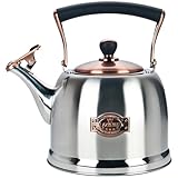 Tea Kettle Stainless Steel Teapot, Stainless Steel Teakettle for Stove Top with Heat Proof Ergonomic Handle 3.0 Quart