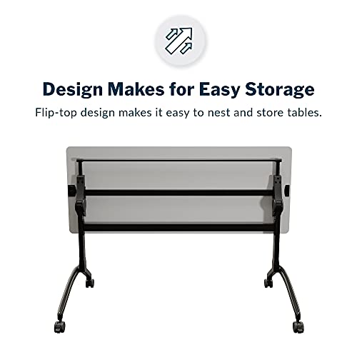 Vari Flip Top Training Table 5' - Foldable Top And Rolling Casters For Easy Storage And Flexibility - Included Linking Brackets To Connect Tables Together - (White) #TOP3