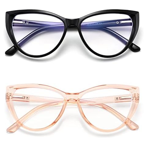 TEAPLMTT 2 Pack Cat Eye Blue Light Blocking Glasses for Women Trendy TR90 Frame Anti Blue Ray Eyesatrain Computer Eyeglasses(Black+Orange) Cover