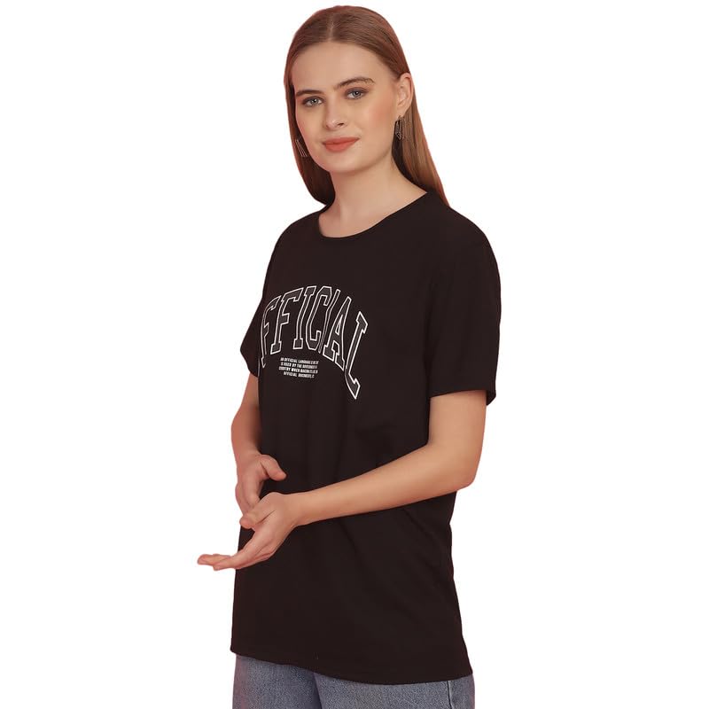 Image of Round Neck Cotton Printed Women Regular Fit Tshirt-P1950
