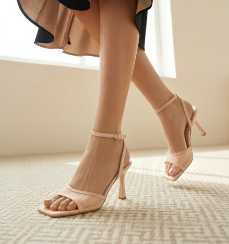 Ankis Black Nude Heels Strappy Open Toe Heel for Women High Heels Mesh Stiletto Heeled Sandals Wedding Party Dress Shoes 3IN - Image 3
