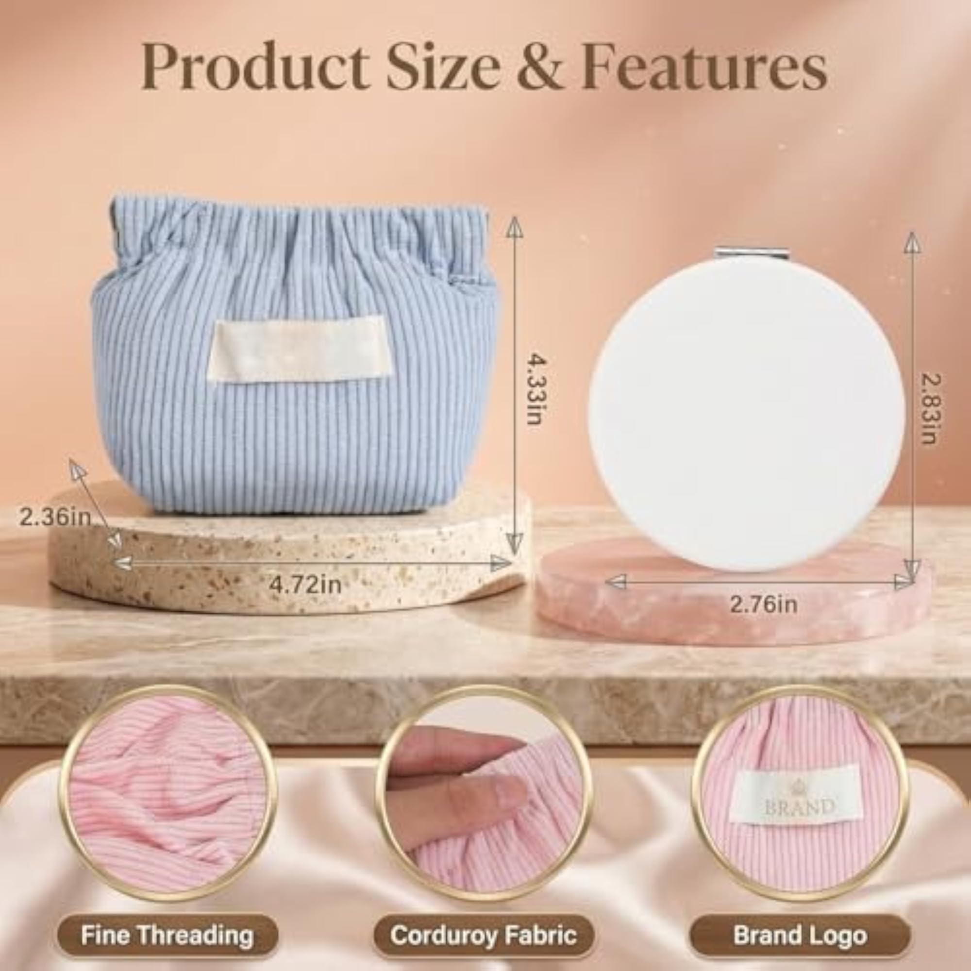Corduroy Makeup Pouch Set of 4, Cosmetic Organisers