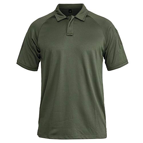 Men's Polyester Lightweight Polo Shirt Short Sleeve Pullover,Army Green Color, Large