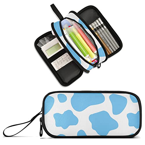 Image of Cow Print Large Capacity Pencil Case Pencil Pouch Pen Box | 3 Compartment Large Storage Pencil Bag for Adults School Office Teen Girl Boy Men Women