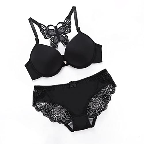 Ensemble soutien-gorge et culotte push up avec fermeture frontale pour femme