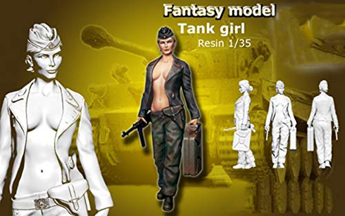 Figura de resina 1/35 Summer Tank Woman con abrigo miniatura 1