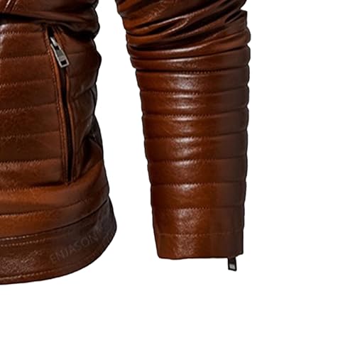 Chaqueta de cuero sintético para hombre, motociclista miniatura 5