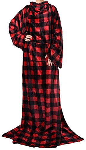 Catalonia Wearable Blanket With Sleeves And Pocket, Cozy Soft Fleece Mink Micro Plush Wrap Throws Blanket Robe For Women And Men #TOP2