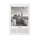 NEOHI Impresión en blanco y negro de Aquisgrán, Alemania, Alemania, Europa, Colonia, ciudad, paisaje, lienzo, decoración de pared, pósteres, hogar, bar, restaurante, garaje, cafetería, logotipo