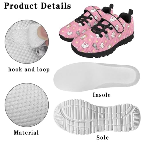 Girls Boys Hook & Loop Closure Sneakers Unisex Child Kids Anti-Slip Lightweight Shoes4
