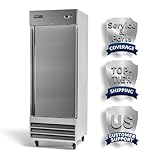 PEAKCOLD Single Door Commercial Refrigerator - 23 Cubic Ft, 29' Wide Stainless Steel Reach-In Commercial Refrigerator with White Internal Lighting - Freestanding Industrial Fridge