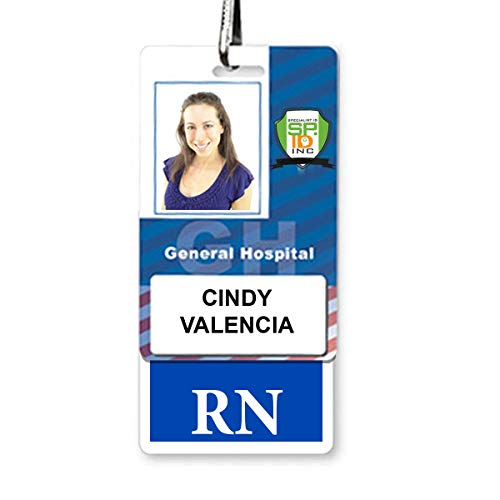 Badge infirmier vertical fond bleu d'identification - 2