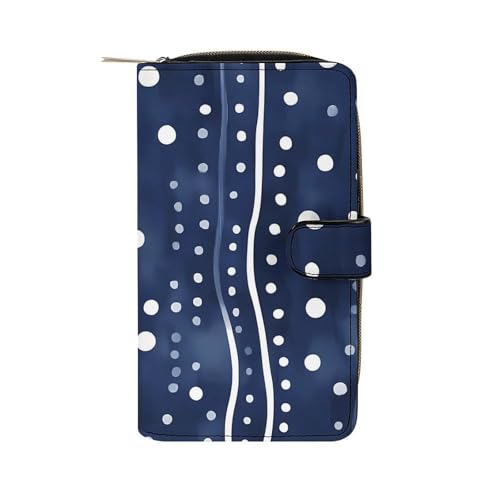 Whale Shark Polka Dots Wavy Stylish Leather Wallet Womens Mens Slim Purse Secure Card Holder Durable Bifold Clutch Handbag