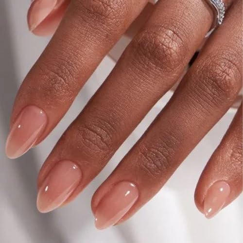 GLAMERMAID Press on Nails Short Almond, Spring Summer Handmade Nude Jelly Gel Glue on Nails, Glossy Short Stiletto UV Finish Fake Nail Acrylic False Nails Manicure Kits for Women Gift - Image 6
