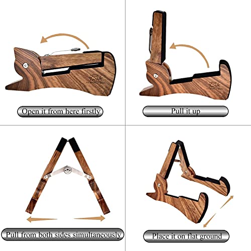 Support de guitare pliable en bois pour guitare électrique – Cadre en A – Support pour instrument à cordes – Forme de… - Les Beatles, Paul McCartney, John Lennon, RIngo Starr, George Harrison Support de guitare pliable en bois pour guitare électrique - Cadre en A - Support pour instrument à cordes - Forme de… – Image 3