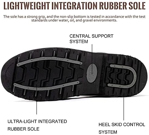 Miniatura 3 de SAFETY LOONG Botas de trabajo para hombre, impermeables, con puntera suave, antideslizantes, cómodas, botas de trabajo de cuero
