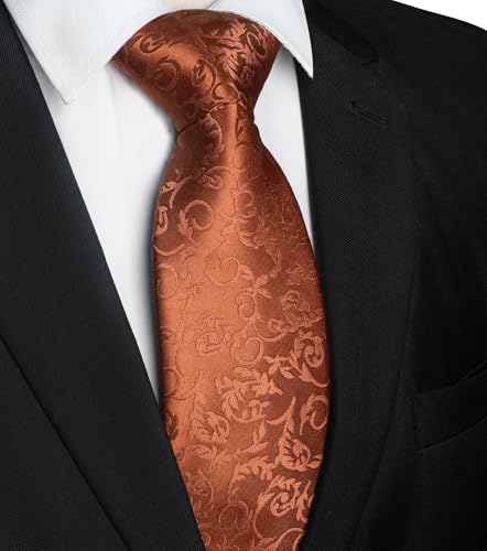 RBOCOTT Mens Rust Floral Tie for Business and Wedding(20) — view 2