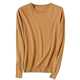 Gold Sweater Women Cashmere Sweaters for Women Crewneck Long Sleeve Cozy Cotton Pullover Sweaters Lightweight Winter Warm Knit Soft Tops