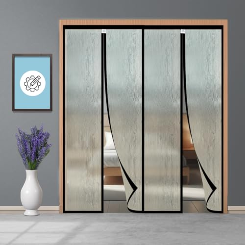 Image of Lifekrafts Customizable AC Curtain | Thermal Screen | Insulated | Translucent and Wood Grain Pattern | Magnetic | Insect Screen, Pest Control, and Dust Control, (Upto Maximum 240x180cm)