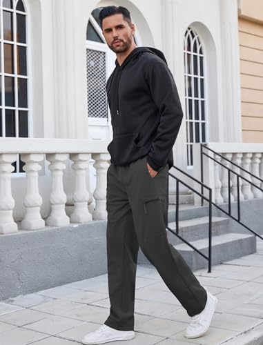 SILKWORLD Sweatpants for Men Zipper Cargo Pockets Joggers Open Bottom Casual Pants for Athletic, Jogging, Running, Workout3