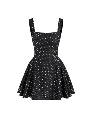 Image of CIDER Womens Polka Dot Going Out Dress Cute Summer Date Night Square Neck Sleeveless Mini Dress