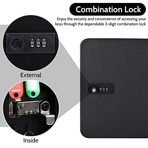 Qulable Combination Key Safe, Wall Mounted Key Box 28-key Steel Key Cabinet - Image 3