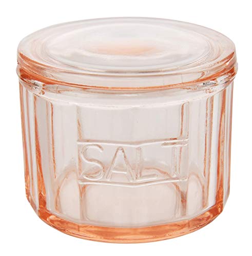 Home-X Depression Retro Style Glass Sugar Jar With Lid, Covered Round Container And Pink Glass Salt Cellar With Lid Retro Style #TOP2