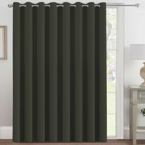 Image of H.VERSAILTEX Blackout Patio Curtains 100 x 84 Inches for Sliding Door Extral Wide Blackout Curtain Panels Thermal Insulated Room Divider - Grommet Top, 7' Tall by 8.5' Wide - Olive