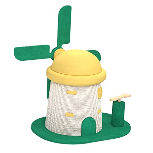 Rascador para gato torre con cuerda de sisal y juguete miniatura 1