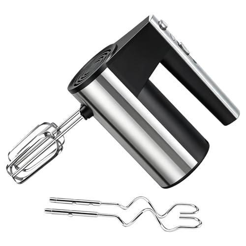 Hand Mixer Electric Handheld, 5 Speed Dough Hooks Included Stainless Steel Anti-Slip, Hand Mixer for Cake Batter, for Hobbyists Enthusiasts Busy Parents Beginner Bakers Wedding Housewarming