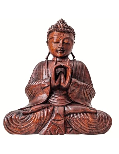 Artisanal Escultura Buda Sentado 30 cm Madera. Decoración Zen.