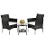 FDW Patio Furniture Set Outdoor Furniture Wicker Bistro Rattan Chair Conversation Sets with Coffee Table for Yard Backyard Lawn Porch Poolside Balcony,Black